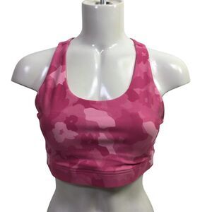 Calme Womens Racerback Sports Bra Camo Print Stretch Endurance Pink Size S NWT